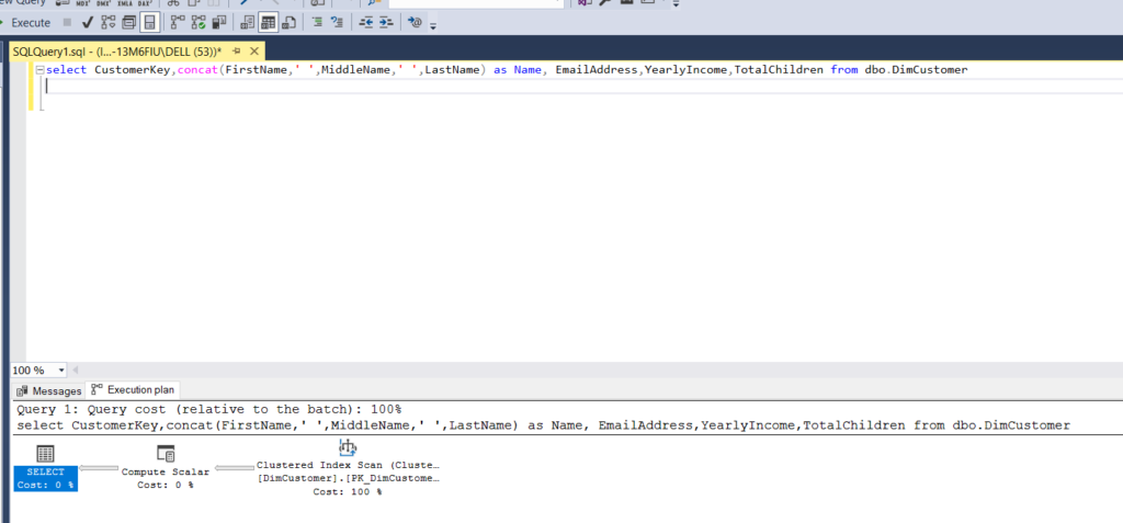 Execution plan in SSMS