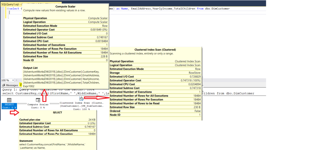 Execution plan in SSMS