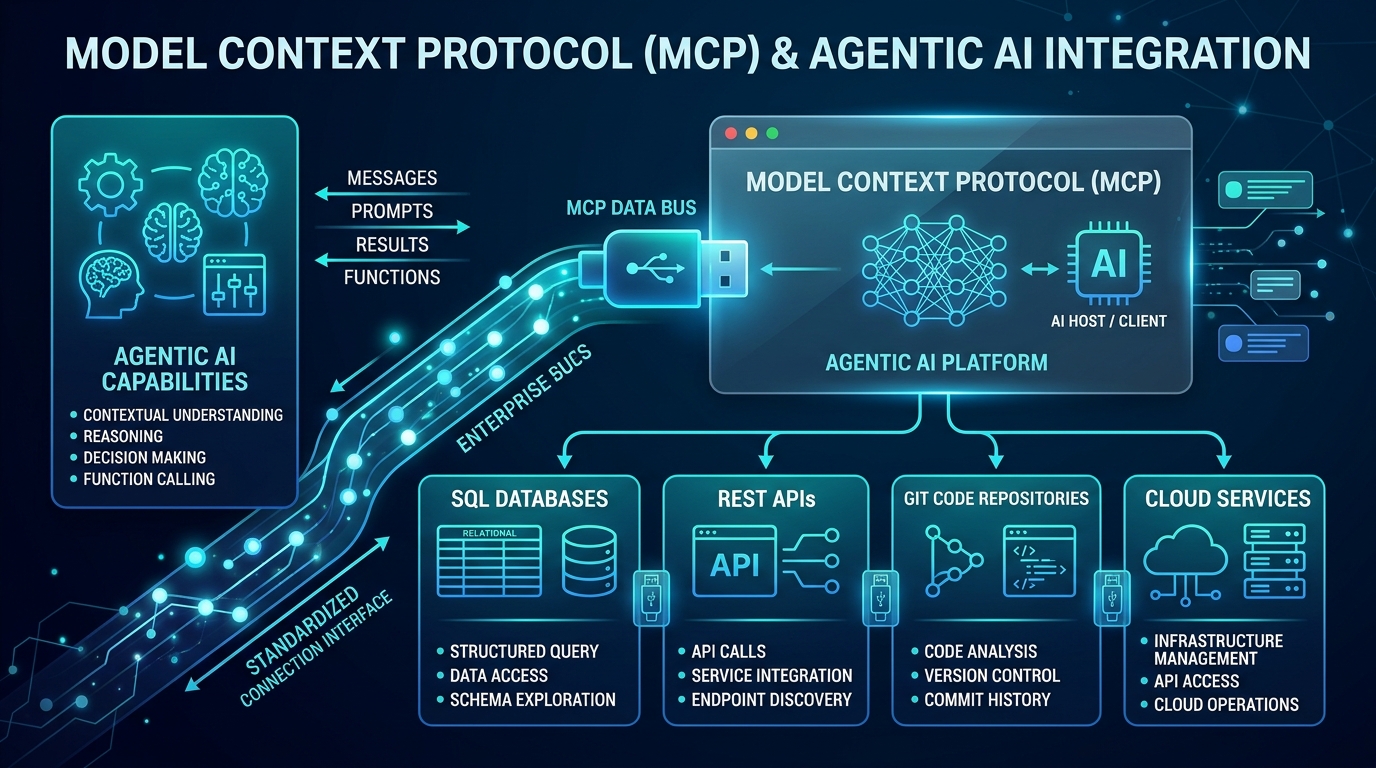 Model Context Protocol MCP Architecture diagram showing AI client host server and enterprise tools